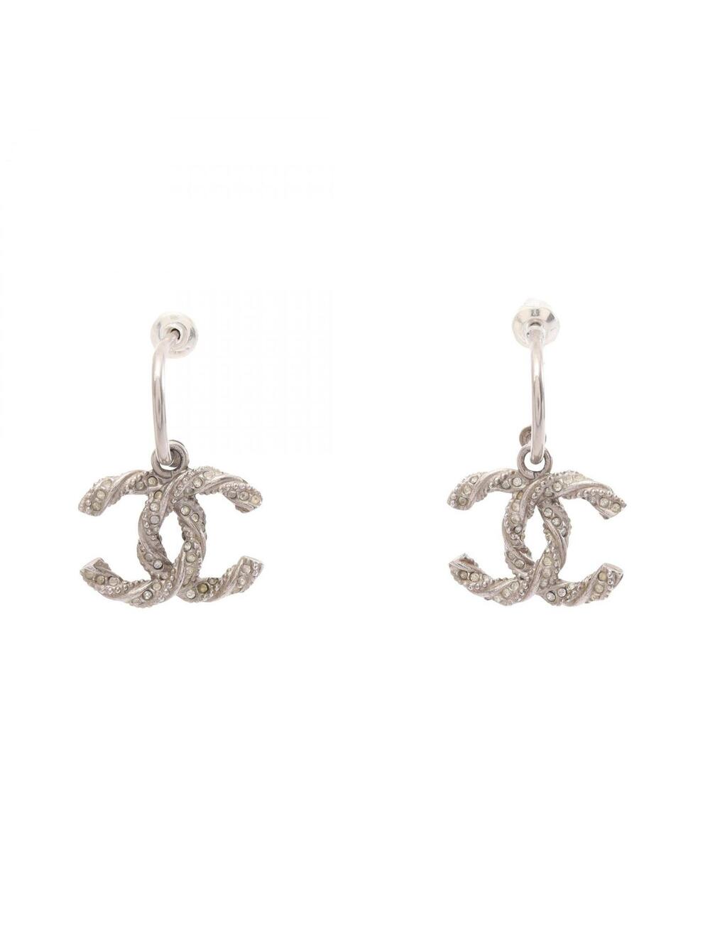 Chanel Coco Mark Hoop Pierced Earrings #329052C55B